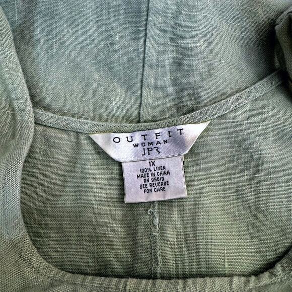 OUTFIT WOMAN JPR 100% Linen Maxi Tank Dress Pistachio Green with Pockets Size 1X - Picture 3 of 11